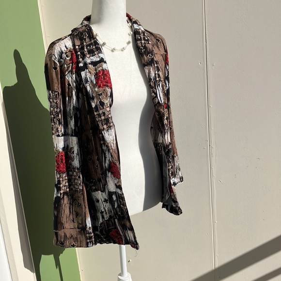 Vintage 90s Lightweight Rose Print Floral Blazer - Picture 3 of 6